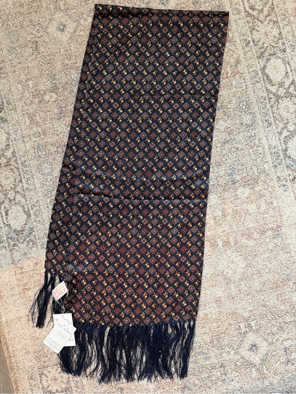 100% silk Vintage scarf with equestrian print.